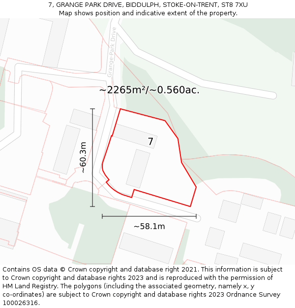 7, GRANGE PARK DRIVE, BIDDULPH, STOKE-ON-TRENT, ST8 7XU: Plot and title map
