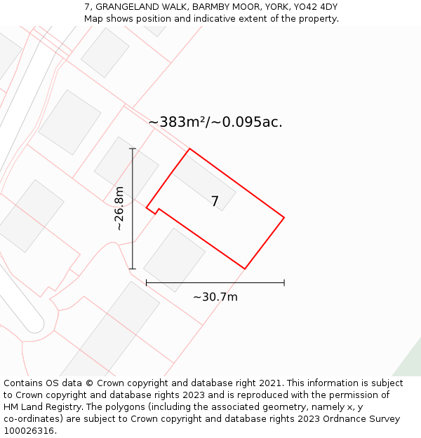7, GRANGELAND WALK, BARMBY MOOR, YORK, YO42 4DY: Plot and title map