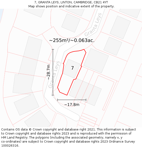 7, GRANTA LEYS, LINTON, CAMBRIDGE, CB21 4YT: Plot and title map