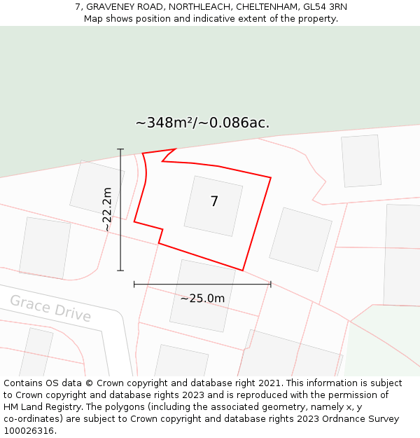 7, GRAVENEY ROAD, NORTHLEACH, CHELTENHAM, GL54 3RN: Plot and title map