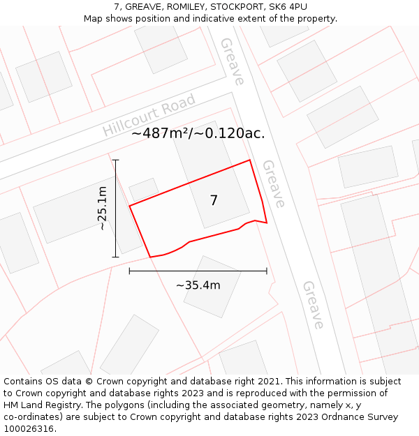 7, GREAVE, ROMILEY, STOCKPORT, SK6 4PU: Plot and title map
