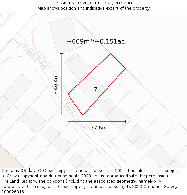 7, GREEN DRIVE, CLITHEROE, BB7 2BB: Plot and title map