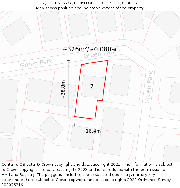 7, GREEN PARK, PENYFFORDD, CHESTER, CH4 0LY: Plot and title map