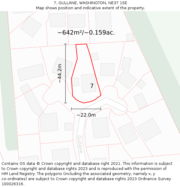 7, GULLANE, WASHINGTON, NE37 1SE: Plot and title map