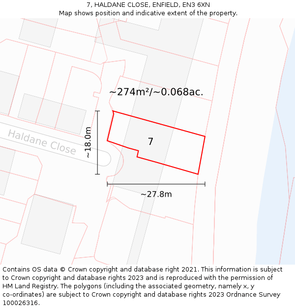7, HALDANE CLOSE, ENFIELD, EN3 6XN: Plot and title map
