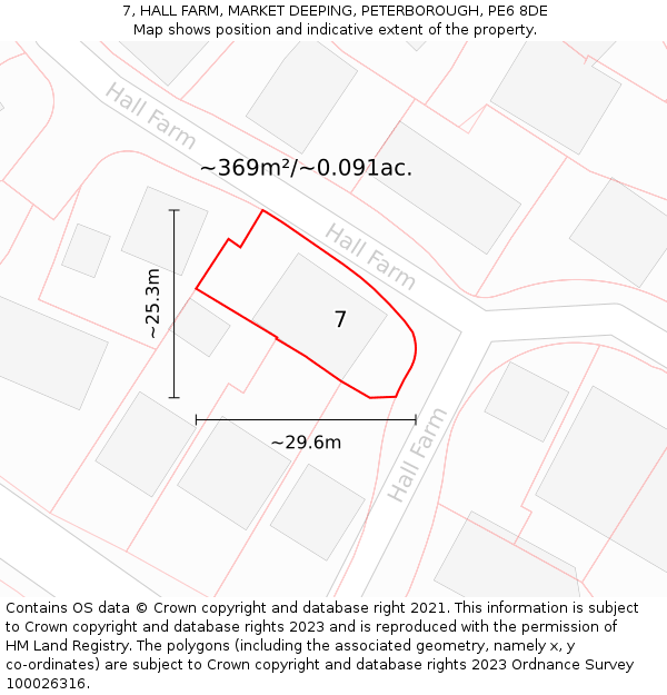 7, HALL FARM, MARKET DEEPING, PETERBOROUGH, PE6 8DE: Plot and title map
