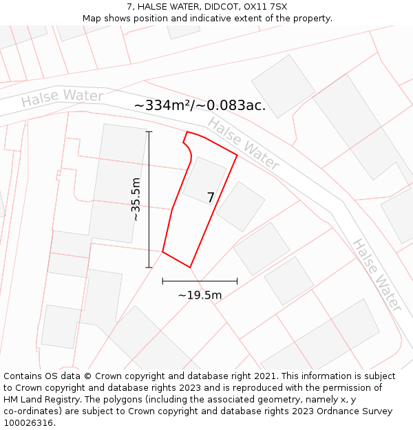 7, HALSE WATER, DIDCOT, OX11 7SX: Plot and title map