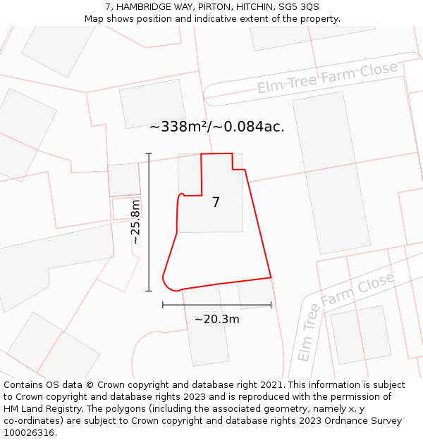 7, HAMBRIDGE WAY, PIRTON, HITCHIN, SG5 3QS: Plot and title map