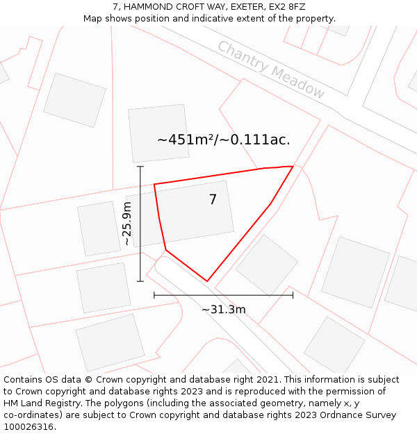 7, HAMMOND CROFT WAY, EXETER, EX2 8FZ: Plot and title map