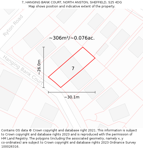 7, HANGING BANK COURT, NORTH ANSTON, SHEFFIELD, S25 4DG: Plot and title map