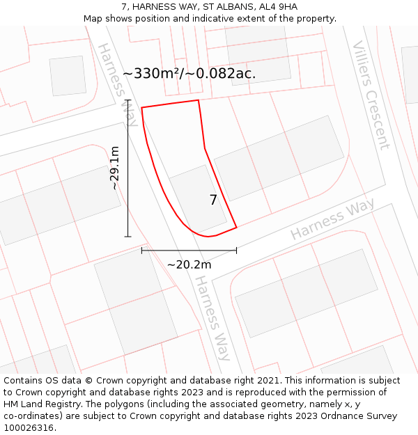 7, HARNESS WAY, ST ALBANS, AL4 9HA: Plot and title map