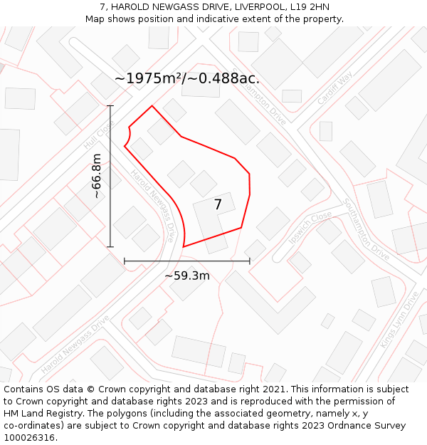 7, HAROLD NEWGASS DRIVE, LIVERPOOL, L19 2HN: Plot and title map