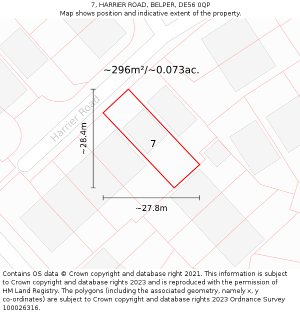 7, HARRIER ROAD, BELPER, DE56 0QP: Plot and title map