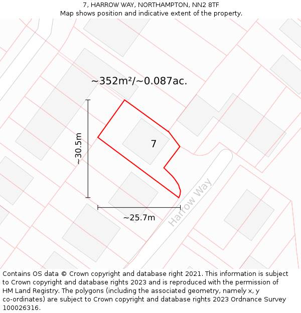 7, HARROW WAY, NORTHAMPTON, NN2 8TF: Plot and title map