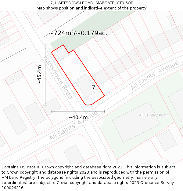 7, HARTSDOWN ROAD, MARGATE, CT9 5QP: Plot and title map