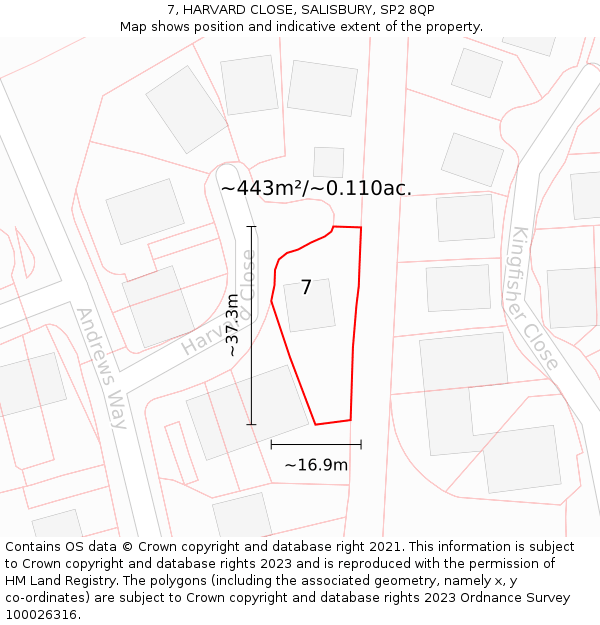 7, HARVARD CLOSE, SALISBURY, SP2 8QP: Plot and title map