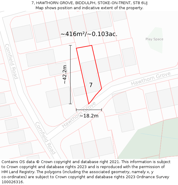 7, HAWTHORN GROVE, BIDDULPH, STOKE-ON-TRENT, ST8 6UJ: Plot and title map