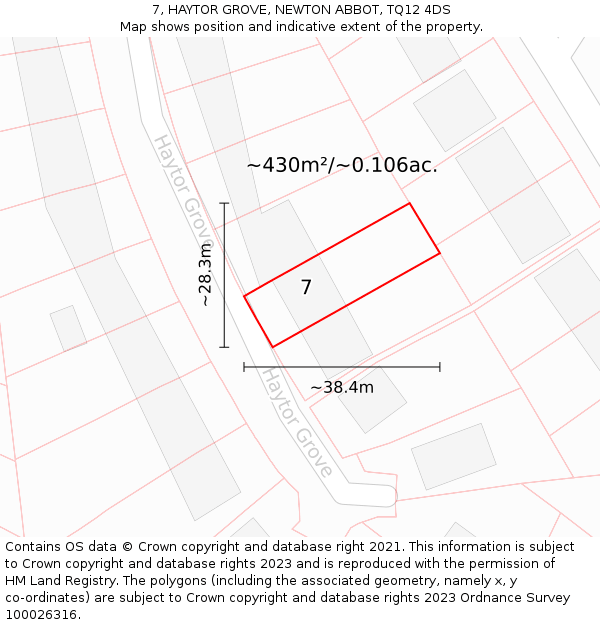 7, HAYTOR GROVE, NEWTON ABBOT, TQ12 4DS: Plot and title map