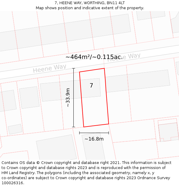 7, HEENE WAY, WORTHING, BN11 4LT: Plot and title map