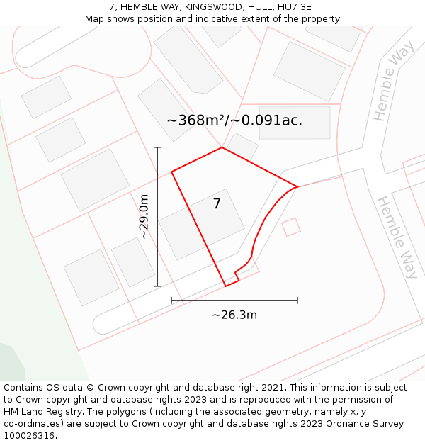 7, HEMBLE WAY, KINGSWOOD, HULL, HU7 3ET: Plot and title map