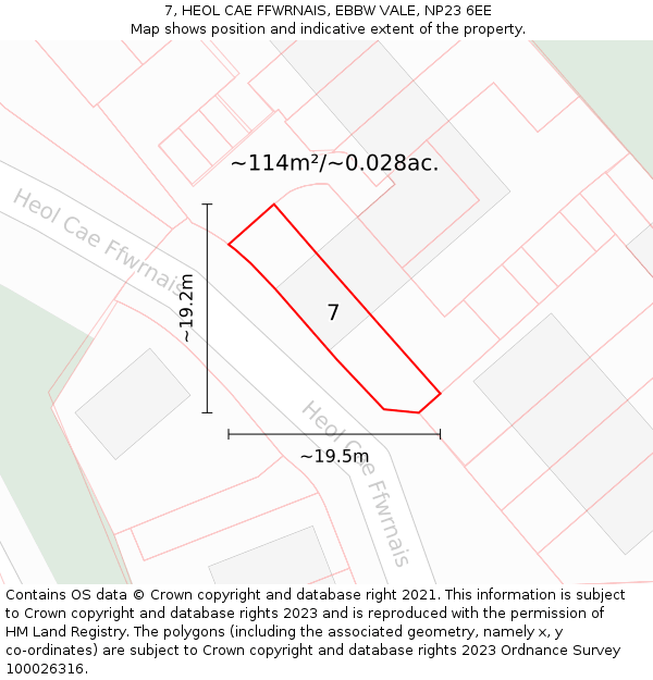 7, HEOL CAE FFWRNAIS, EBBW VALE, NP23 6EE: Plot and title map