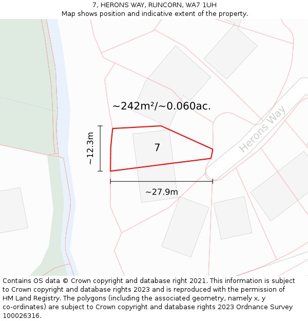 7, HERONS WAY, RUNCORN, WA7 1UH: Plot and title map