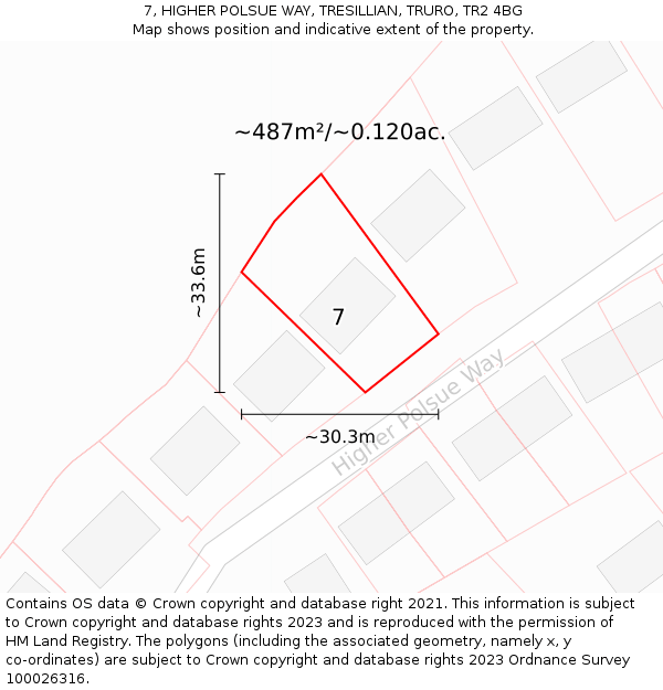 7, HIGHER POLSUE WAY, TRESILLIAN, TRURO, TR2 4BG: Plot and title map
