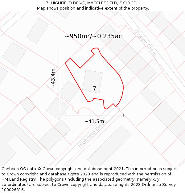 7, HIGHFIELD DRIVE, MACCLESFIELD, SK10 3DH: Plot and title map