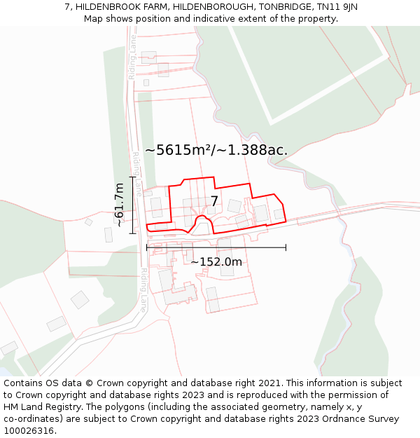 7, HILDENBROOK FARM, HILDENBOROUGH, TONBRIDGE, TN11 9JN: Plot and title map
