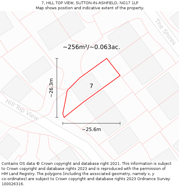 7, HILL TOP VIEW, SUTTON-IN-ASHFIELD, NG17 1LP: Plot and title map