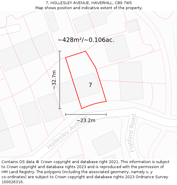 7, HOLLESLEY AVENUE, HAVERHILL, CB9 7WS: Plot and title map
