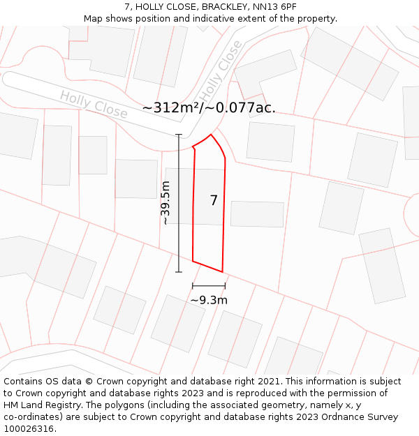 7, HOLLY CLOSE, BRACKLEY, NN13 6PF: Plot and title map