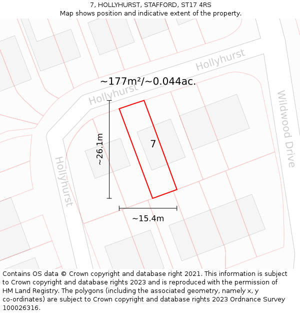 7, HOLLYHURST, STAFFORD, ST17 4RS: Plot and title map