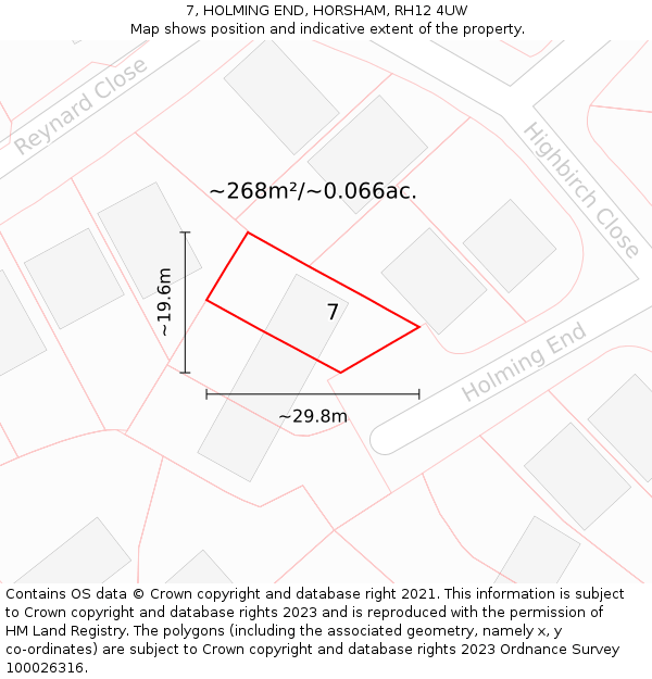 7, HOLMING END, HORSHAM, RH12 4UW: Plot and title map
