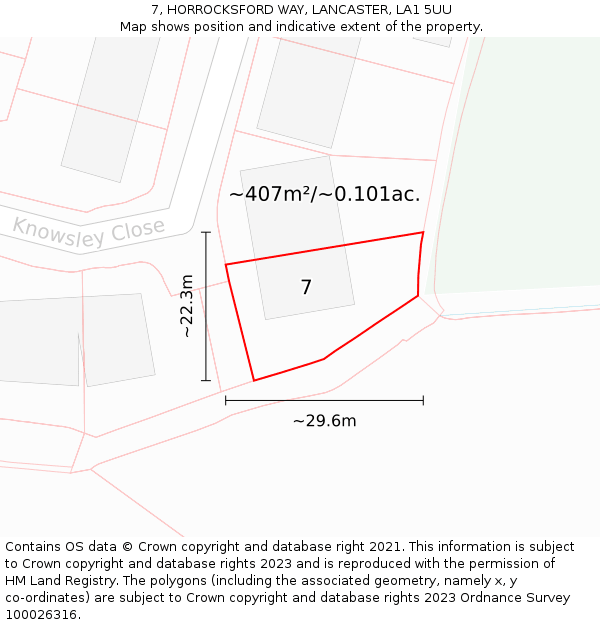 7, HORROCKSFORD WAY, LANCASTER, LA1 5UU: Plot and title map