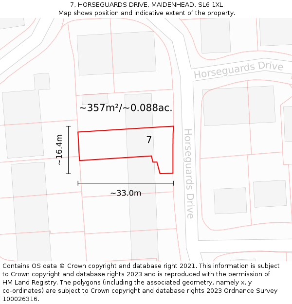 7, HORSEGUARDS DRIVE, MAIDENHEAD, SL6 1XL: Plot and title map