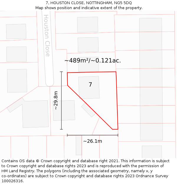 7, HOUSTON CLOSE, NOTTINGHAM, NG5 5DQ: Plot and title map
