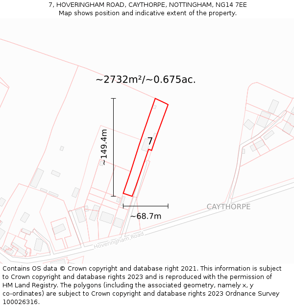 7, HOVERINGHAM ROAD, CAYTHORPE, NOTTINGHAM, NG14 7EE: Plot and title map
