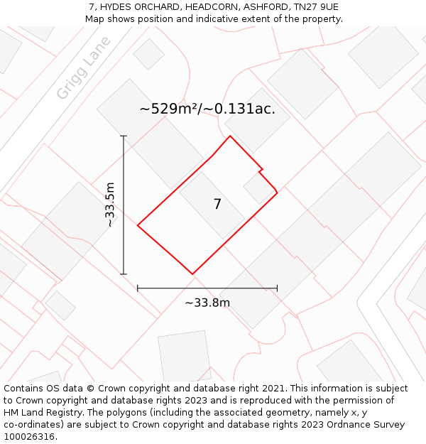 7, HYDES ORCHARD, HEADCORN, ASHFORD, TN27 9UE: Plot and title map