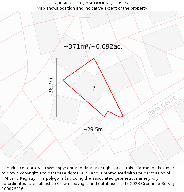 7, ILAM COURT, ASHBOURNE, DE6 1SL: Plot and title map