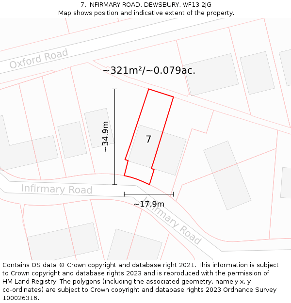 7, INFIRMARY ROAD, DEWSBURY, WF13 2JG: Plot and title map