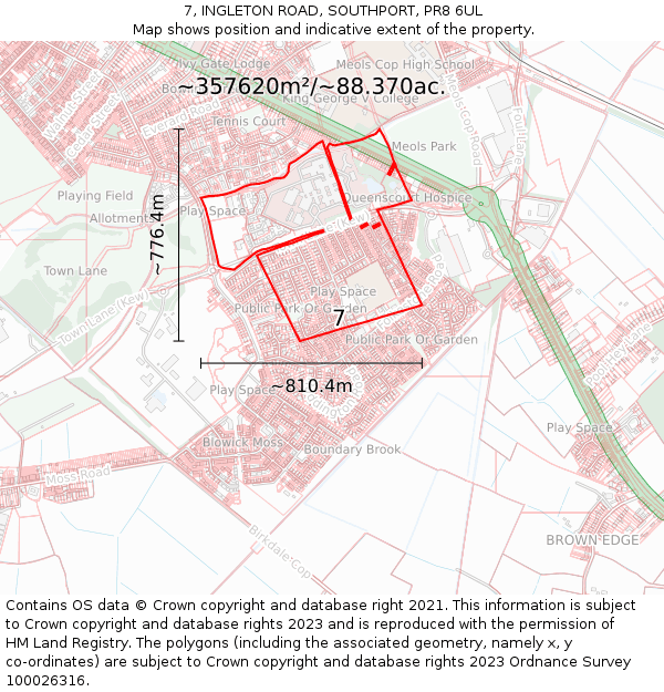 7, INGLETON ROAD, SOUTHPORT, PR8 6UL: Plot and title map