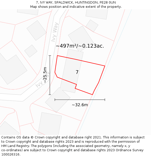 7, IVY WAY, SPALDWICK, HUNTINGDON, PE28 0UN: Plot and title map