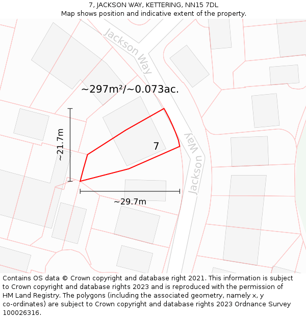 7, JACKSON WAY, KETTERING, NN15 7DL: Plot and title map