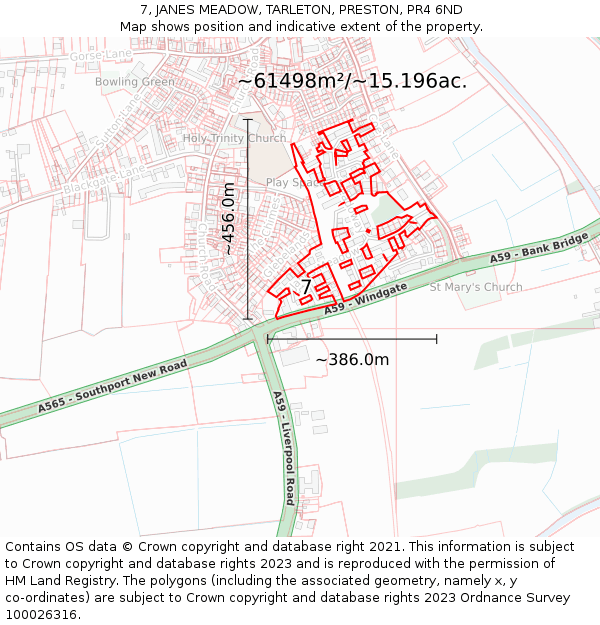 7, JANES MEADOW, TARLETON, PRESTON, PR4 6ND: Plot and title map
