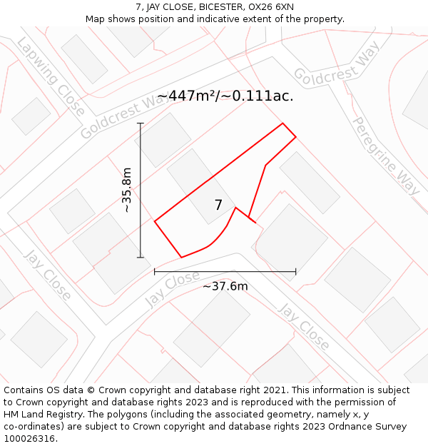 7, JAY CLOSE, BICESTER, OX26 6XN: Plot and title map