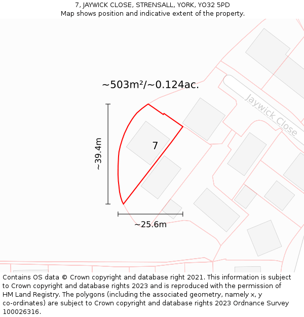 7, JAYWICK CLOSE, STRENSALL, YORK, YO32 5PD: Plot and title map