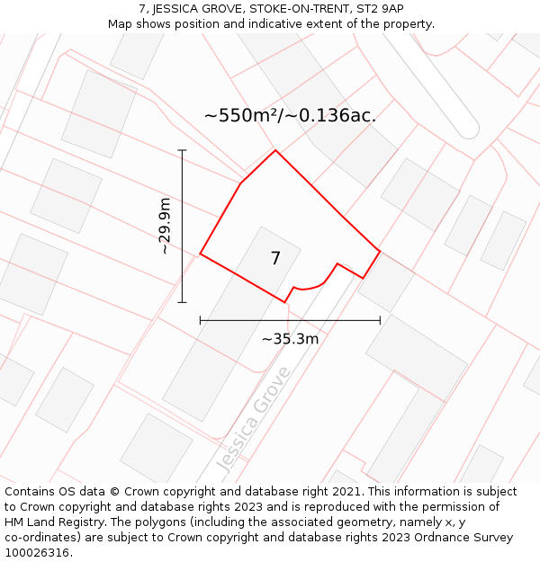 7, JESSICA GROVE, STOKE-ON-TRENT, ST2 9AP: Plot and title map