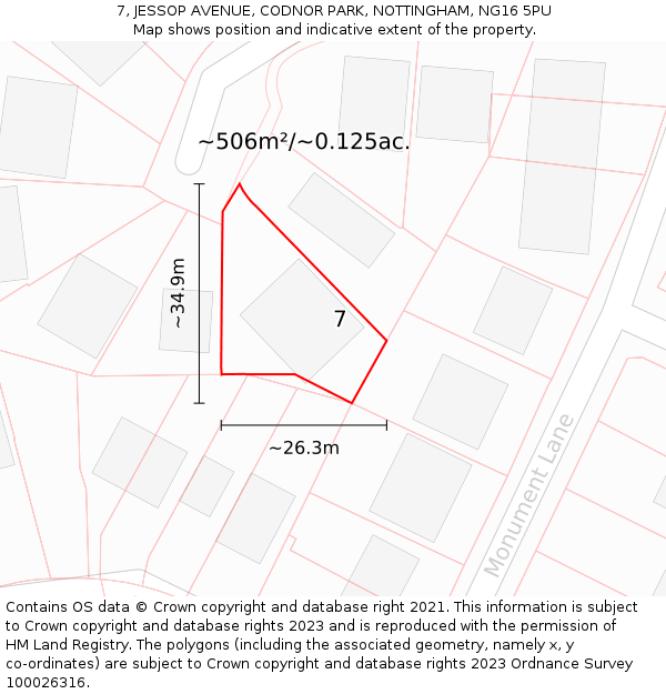 7, JESSOP AVENUE, CODNOR PARK, NOTTINGHAM, NG16 5PU: Plot and title map