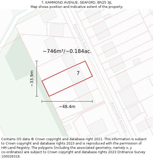 7, KAMMOND AVENUE, SEAFORD, BN25 3JL: Plot and title map